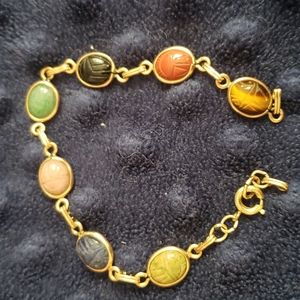 Gemstone scarab bracelet